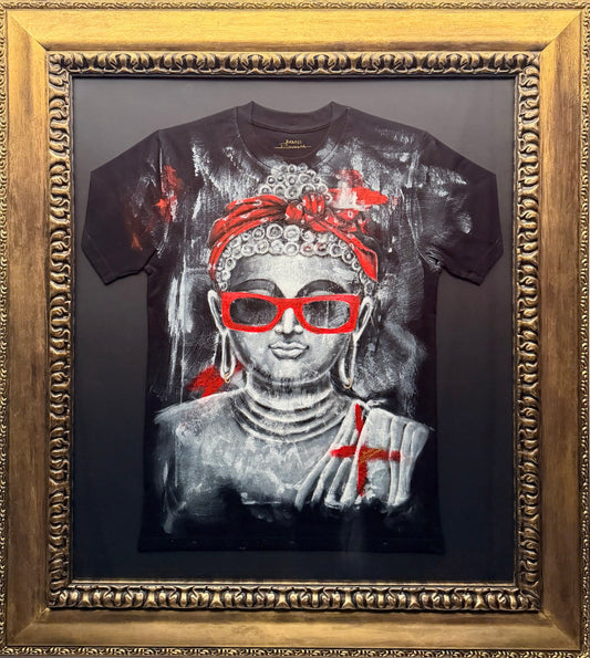 Buddha in Red Art Tee by Annie Espejo